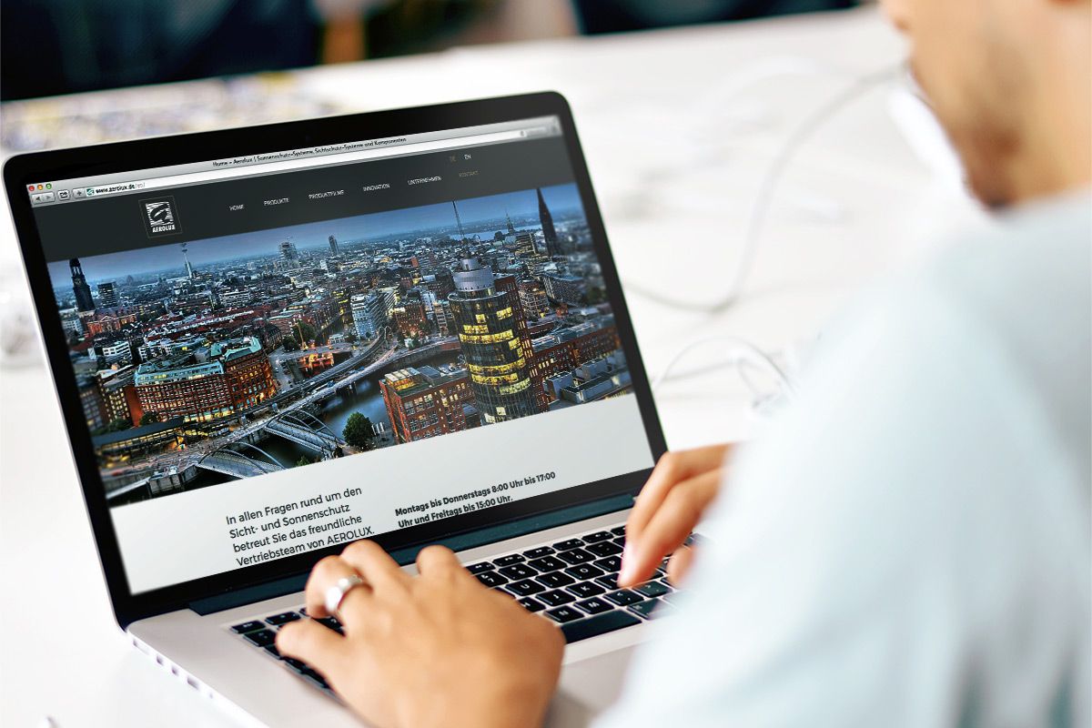Webdesign für die Homepage von Aerolux GmbH als Referenz der WOA Webdesign-Agentur