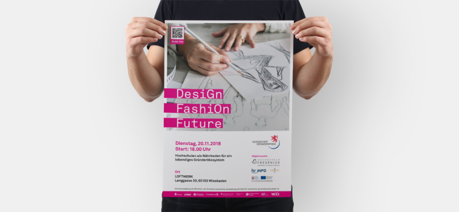 Plakatgestaltung von WOA für Hessischer Gründerpreis-Event in Wiesbaden, 2018