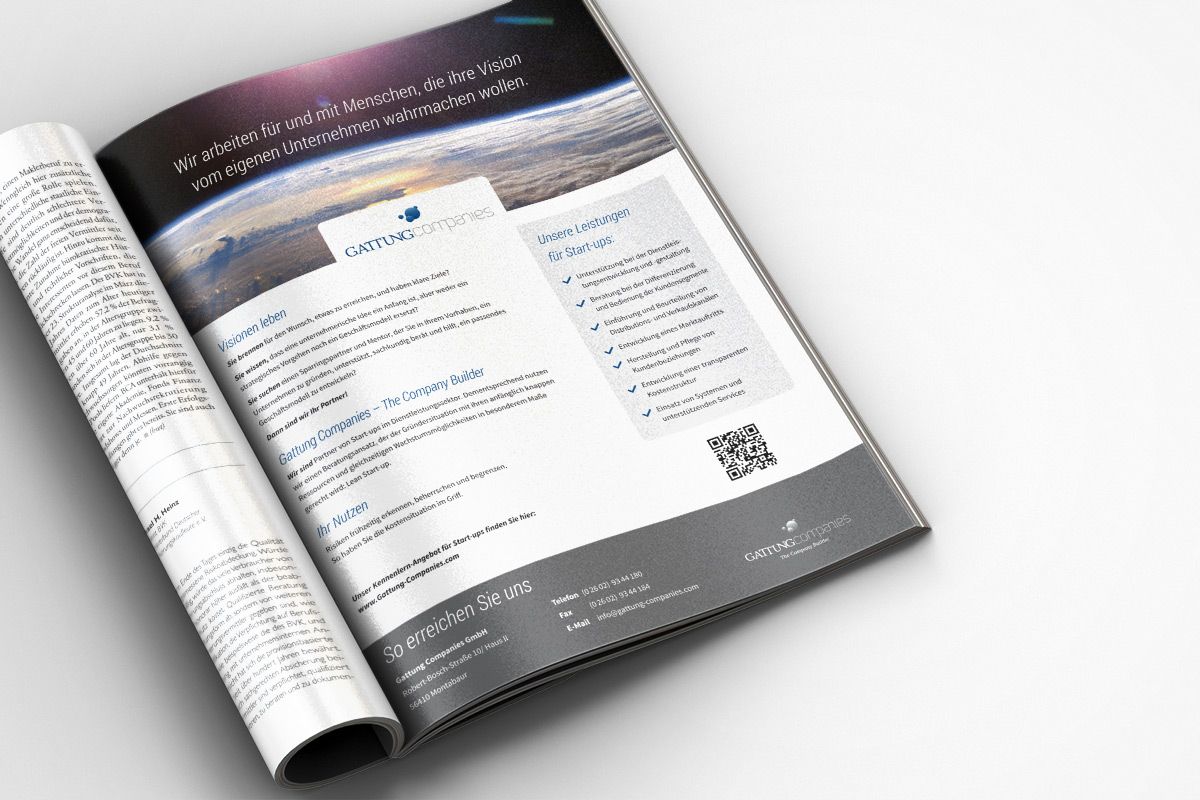 Imageanzeige für Gattung Companies GmbH ist eine Kreation und Referenz der WOA Designagentur