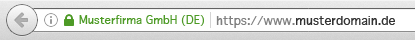 Homepage-Url mit https-Verschlüsselung und firmeneigenem verifiziertem SSL-Zertifikat
